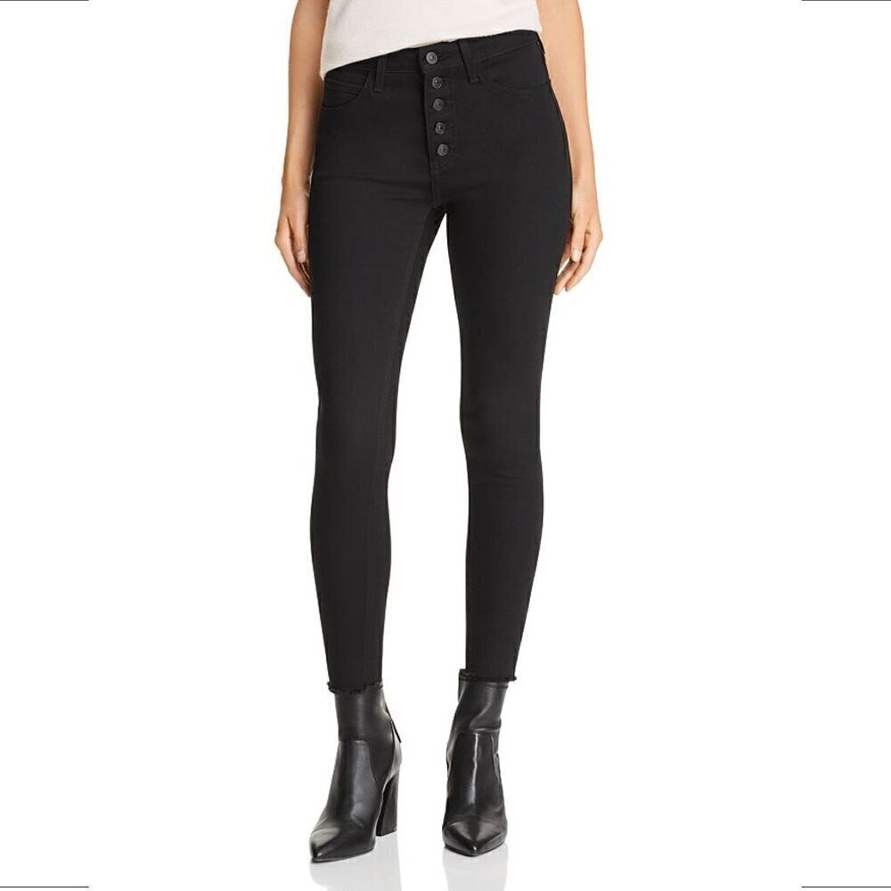 Just black ankle skinny jeans raw frayed hem ankle cropped women stretch 26